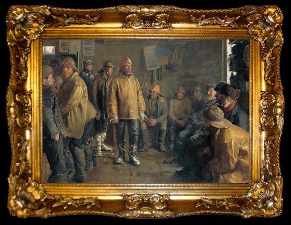 framed  Michael Ancher In the grocery store on a winter day when there is no fishing, ta009-2